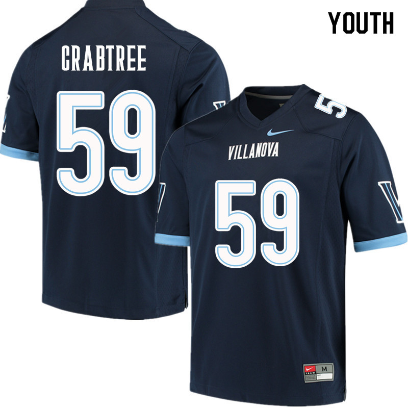 Youth #59 Kevin Crabtree Villanova Wildcats College Football Jerseys Sale-Navy